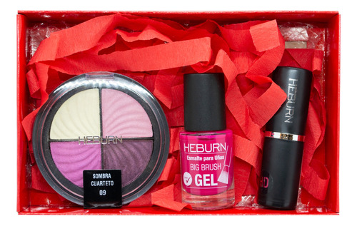 Heburn Pack 3 Esmalte + Labial + Cuarteto Sombras 932 6c