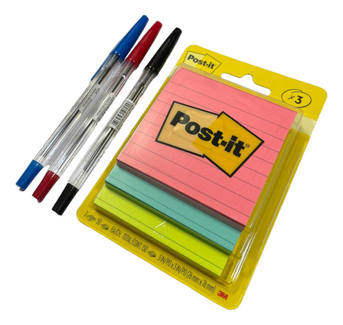 Notas Adhesivas 3m Post-it® Jaipur 150 Hojas Raya + 3 Plumas
