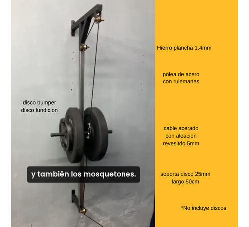 Polea Con Agarre Gimnasia + 3 Agarres Gim + Kit Instalcion