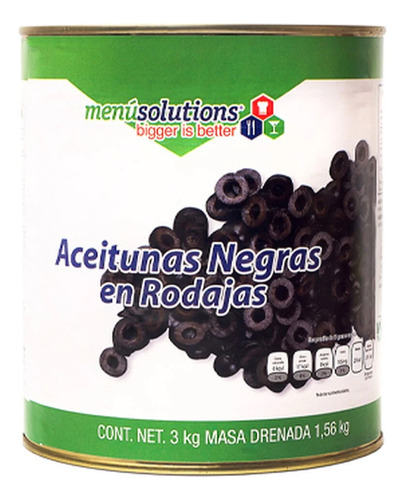 Envío Gratis! Aceitunas Negras En Rodajas 3 Kg