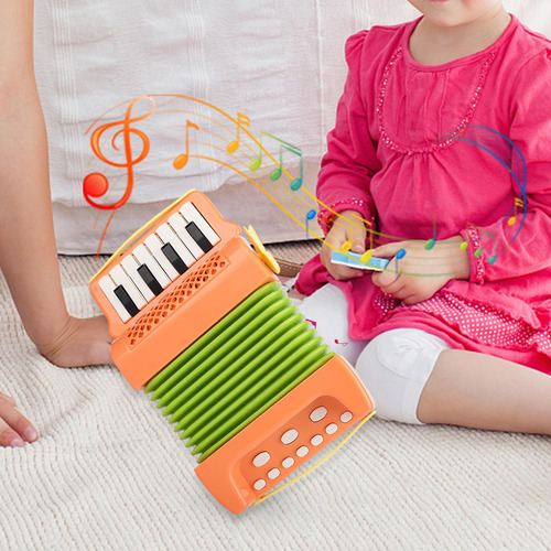 Acordeón De Piano De 10 Teclas Y 8 Bajos, Música Naranja