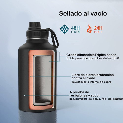 1920ml/64oz Termo De Acero Inoxidable,termo De Agua Con 2