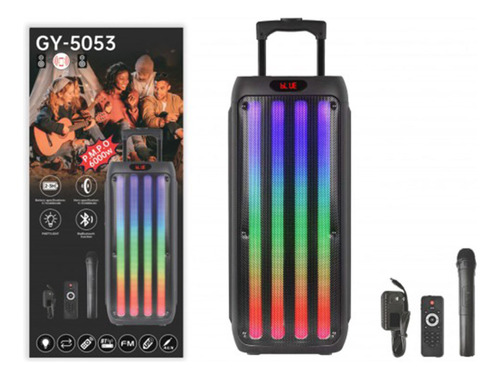 Parlante Portatil Bluetooth Gy-5053 Luces Con Micrófono Y R