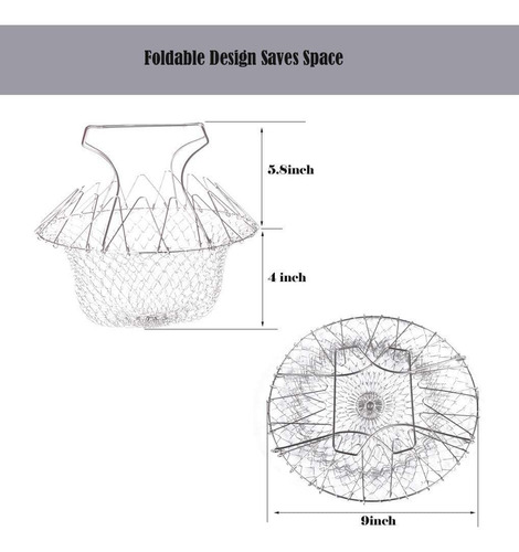 Cesta Plegable De Acero Inoxidable Para Freir A Vapor, Cesta