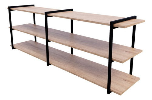 Repisa Estante Librero Colgable Xl Grande Uge Metal Y Madera Color Marrón Claro