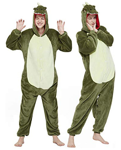 Adulto Dinosaurio Onesie Traje Traje Mujeres T Rex Pija...