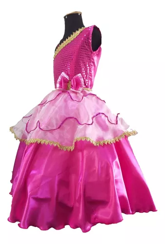 Fantasia Barbie Escola de Princesa Vestido Infantil