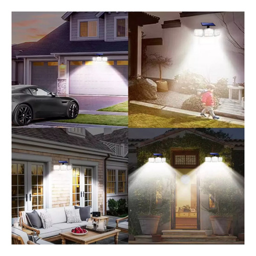 Foco Triple Luz Solar Cabezal Ajustable Sensor Movimientos
