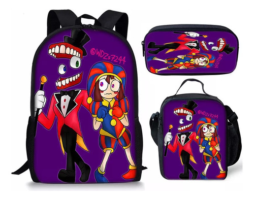 Juego De 3 Mochilas Escolares Magical Digital Circus Color 11