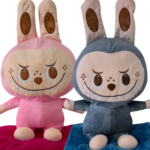 Peluche Labubu Super Grande Con Manta Importados Bellisimos Gris