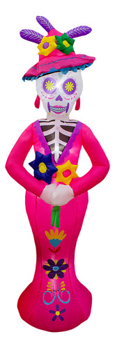 Inflable Halloween Catrina Decorativa Con Luz Led 2.10 Mts