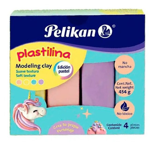 Plastilina X4 Colores Pastel Pelikan 454g.  010320
