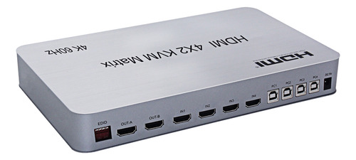 4 Port Usb 2.0 Hdmi Kvm Matrix 4x2 4k@60hz Switch Splitter