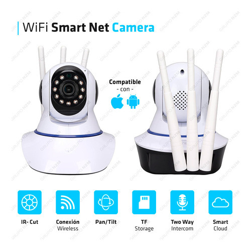 Camara Seguridad Robot Smart Wifi Ip Hd 1080p Visor Nocturno Color Blanco