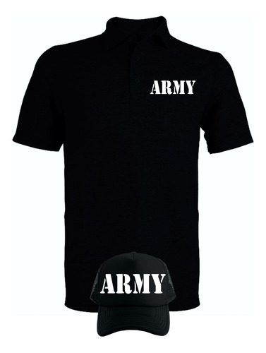 Camiseta Tipo Polo Army Military Obsequio Gorra Serie Black