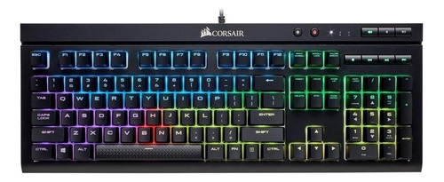 Teclado gamer Corsair K68 QWERTY español color negro con luz RGB