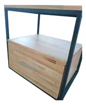 Comprar Mesa De Luz Hierro Y Madera Finger Joint Abaldi