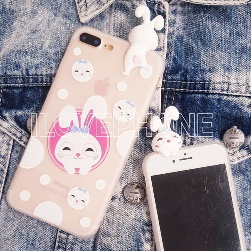 Funda Conejo Gatito Con Pequeño Muñeco 3d Para iPhone