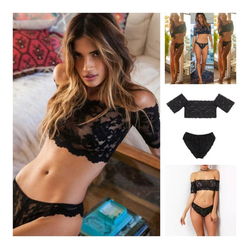 Bralette Baby Doll Lenceria Sexy Conjunto Panty Y Sujetador