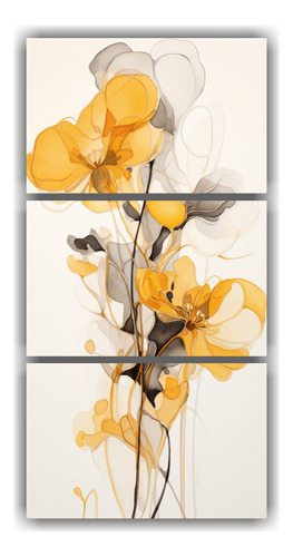 90x180cm Cuadro Tríptico Floral Para Decorar Habitación Co