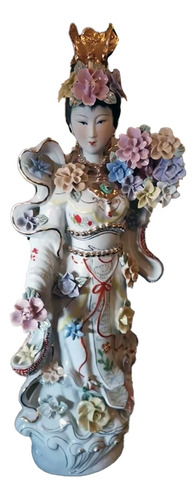 Figura De Porcelana Geisha De La Flor 