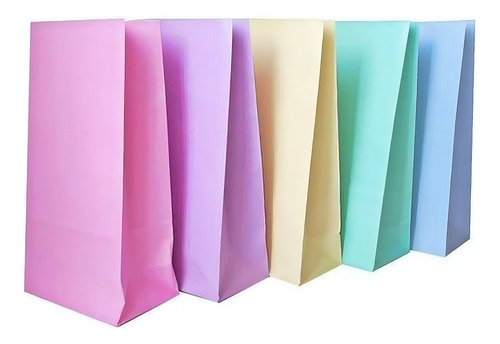 Bolsa De Papel Con Fuelle Colores Pastel X 10u