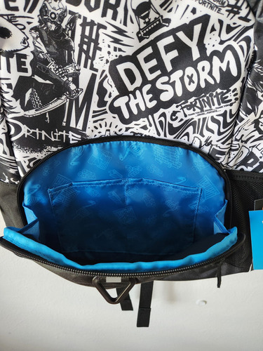 Mochila Escolar Fortnite Fortnite Color Blanco Y Negro Diseño Estampado
