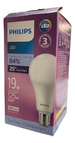 Foco Led 19w High Lumen Ledbulb E27 6500k Luz Blanca Philips