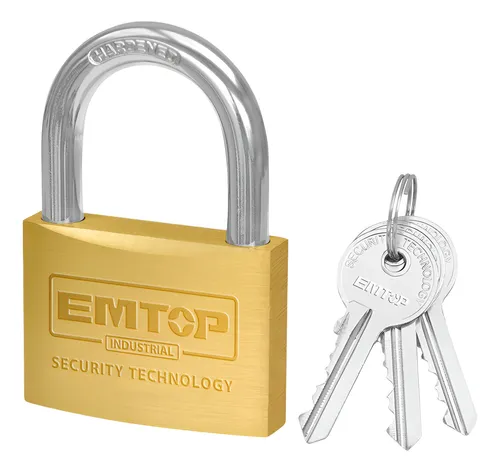 Candado De Bronce Pesado Emtop® 70 Mm 3 Llaves 542 Gr