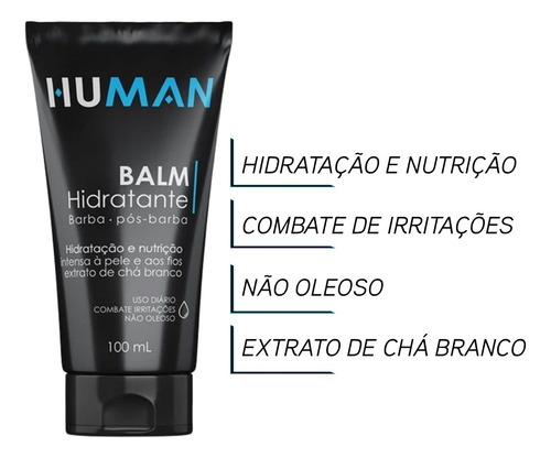 Kit 2 Creme Balm Pós Barba Hidratante Facial Human 100ml
