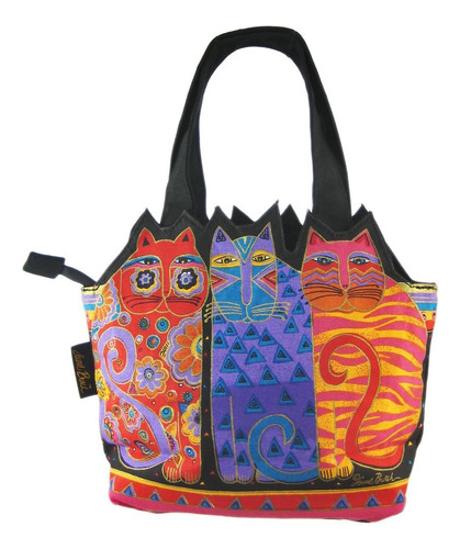 Bolso Tote Mediano `tres Gatos` De Laurel Burch Three Cats