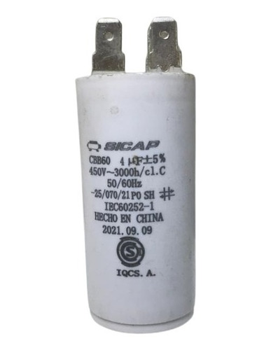 Capacitor Sicap 4 Uf Mf + 5% 450v 50 60 Hz 4 Pines