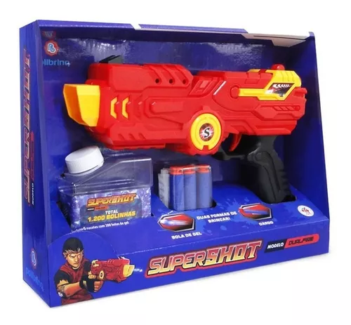 Kit com Duas Armas de Brinquedo Lançador de Bolinhas de Gel Blaster  Metralhadora com 20000 Munições (Azul e Vermelha) (Vermelho e Vermelho)