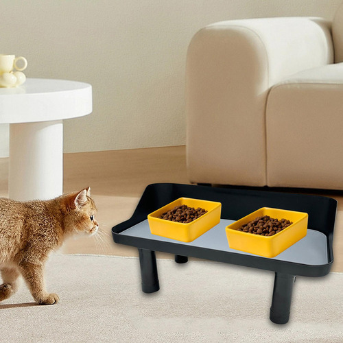 Soporte Para Cuenco Ajustable Para Mascotas Negro