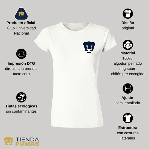 Playera Pumas Unam Mujer Logo Azul