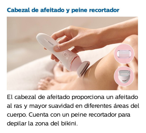 Imagen 8 de 10 de Depiladora Philips Inalámbrica + 7 Accesorios Bre730