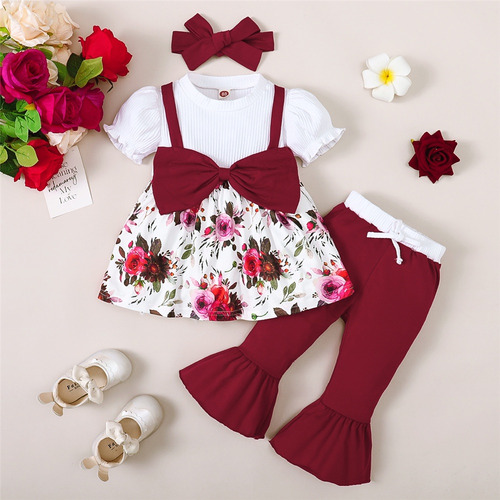 Conjunto De Vestidos Con Estampado De Flores Para Niñas De 1