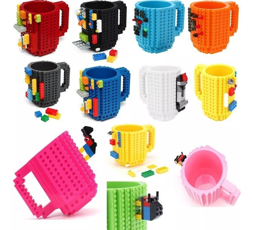 Imagem 1 de 2 de Caneca Lego 3d + Brinde Lego, Várias Cores Laranja Geek Nerd