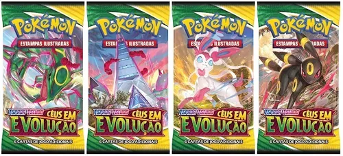 Pacote Cartas Pokémon Booster 6 Cartas Espada Escudo Céus em Evolução