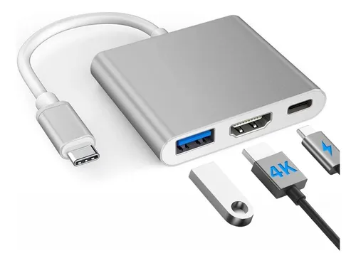 OcioDual Cable Adaptador 4K de USB Tipo C a HDTV con Alimentación Blanco  para PC Portátiles TV, PcC