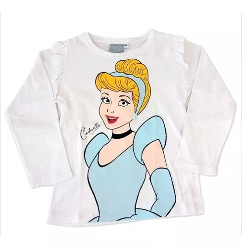 Remera Manga Larga Cenicienta Princesas Disney Niña