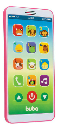 Brinquedo Celular iPhone Infantil Com Som Musica Teclas Buba Cor Rosa