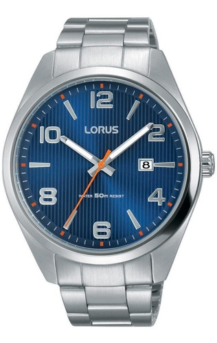 Reloj Hombre Lorus Rh961gx9 42mm Acero Inox Quartz 50m Color de la malla Plateado Color del bisel Plateado Color del fondo Azul