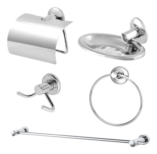 Kit Acessórios P/ Banheiro Aço Inox 5 Peças 05 Anos Garantia