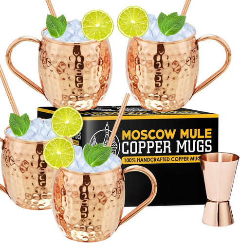 Moscow Mule - Juego De Tazas De Cobre (4  100% Hecho A Mano)