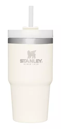 VASO TERMICO SIMIL STANLEY BLANCO CON BOMBILLA METAL Y PICO 560ML