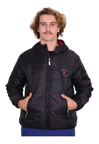 Campera Converse Modelo Maximus Hoodie Jacket Negro Bordó