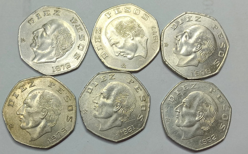 Set 6 Monedas 10 Pesos Miguel Hidalgo Niquel 
