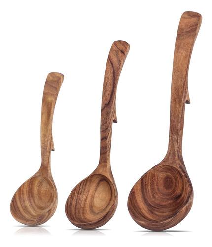 Juego De Cucharones De Madera De 3 Piezas, Cucharas De Cocin