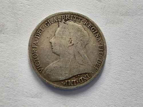 Moneda Inglaterra Six Pence 1895 Plata 0.9(x1384